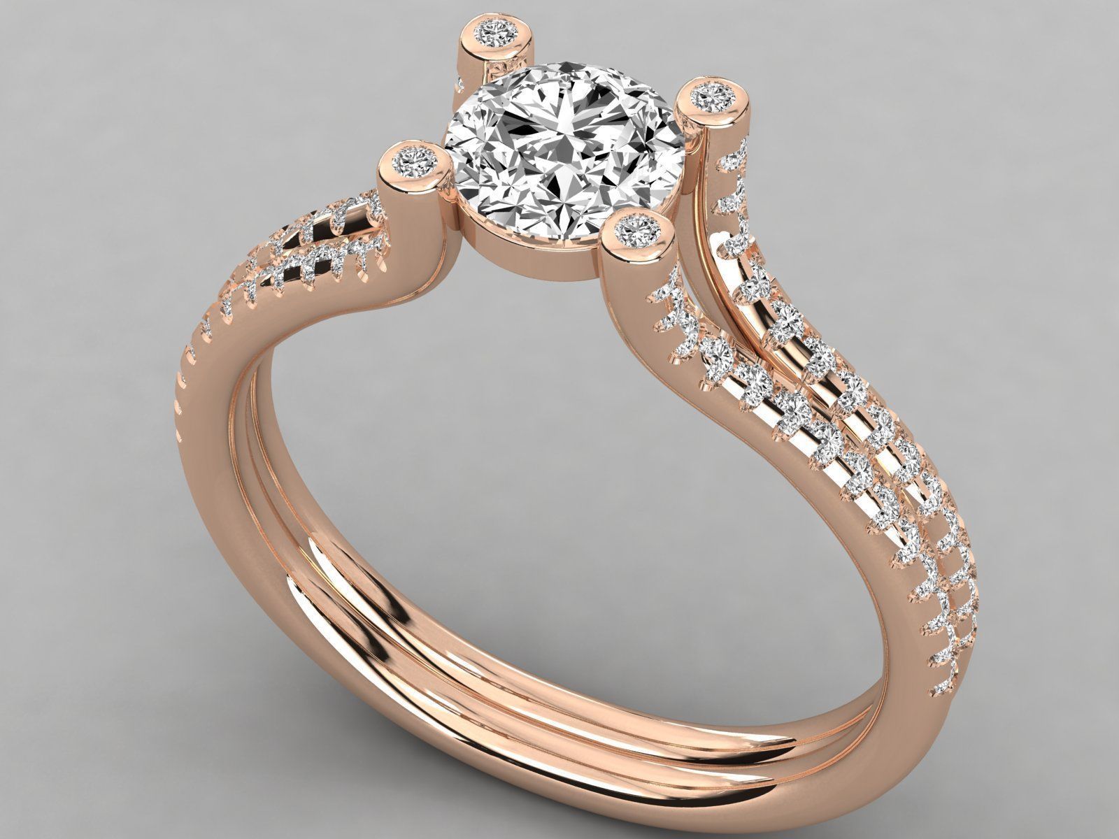 Women solitaire ring 3dm stl render detail  3D print model_2
