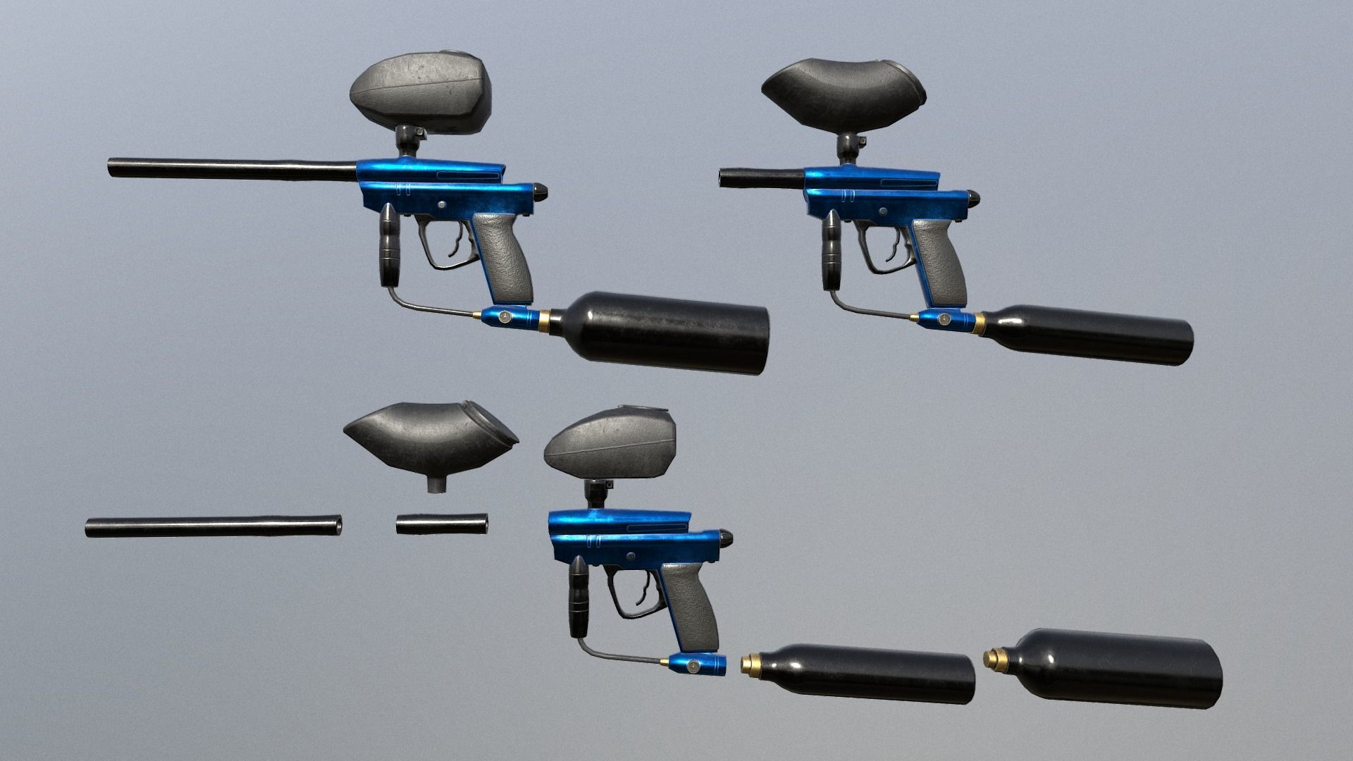 Modular Paintball Gun Low-poly 3D model_2