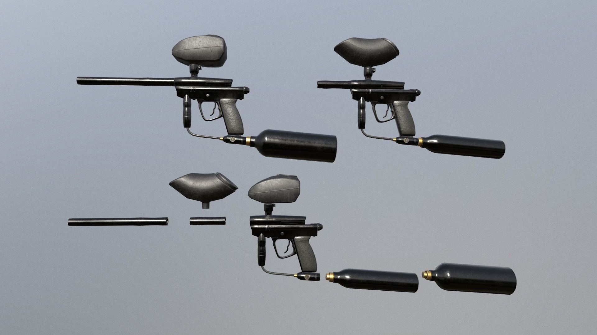 Modular Paintball Gun Low-poly 3D model_4