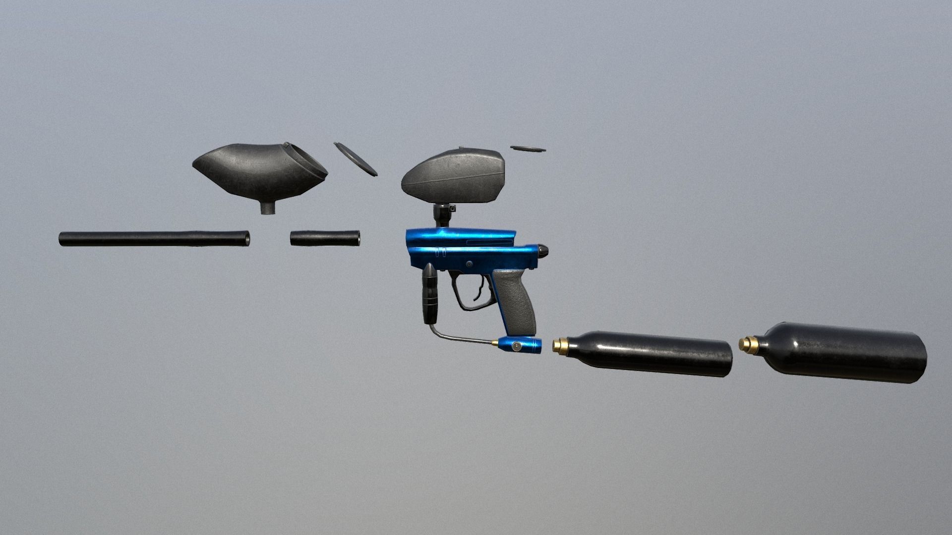 Modular Paintball Gun Low-poly 3D model_1