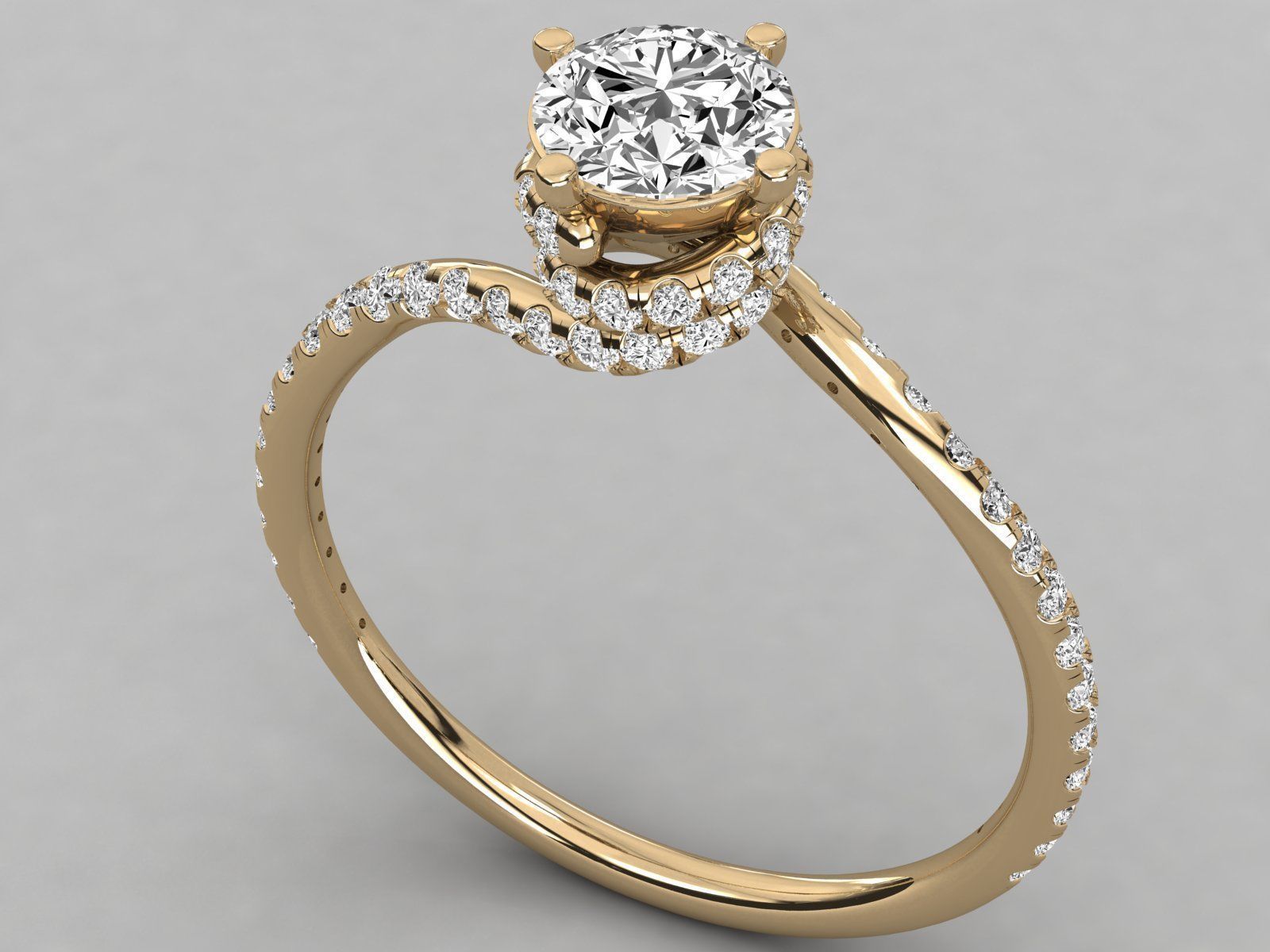 Women solitaire ring 3dm stl render detail 3D print model_9