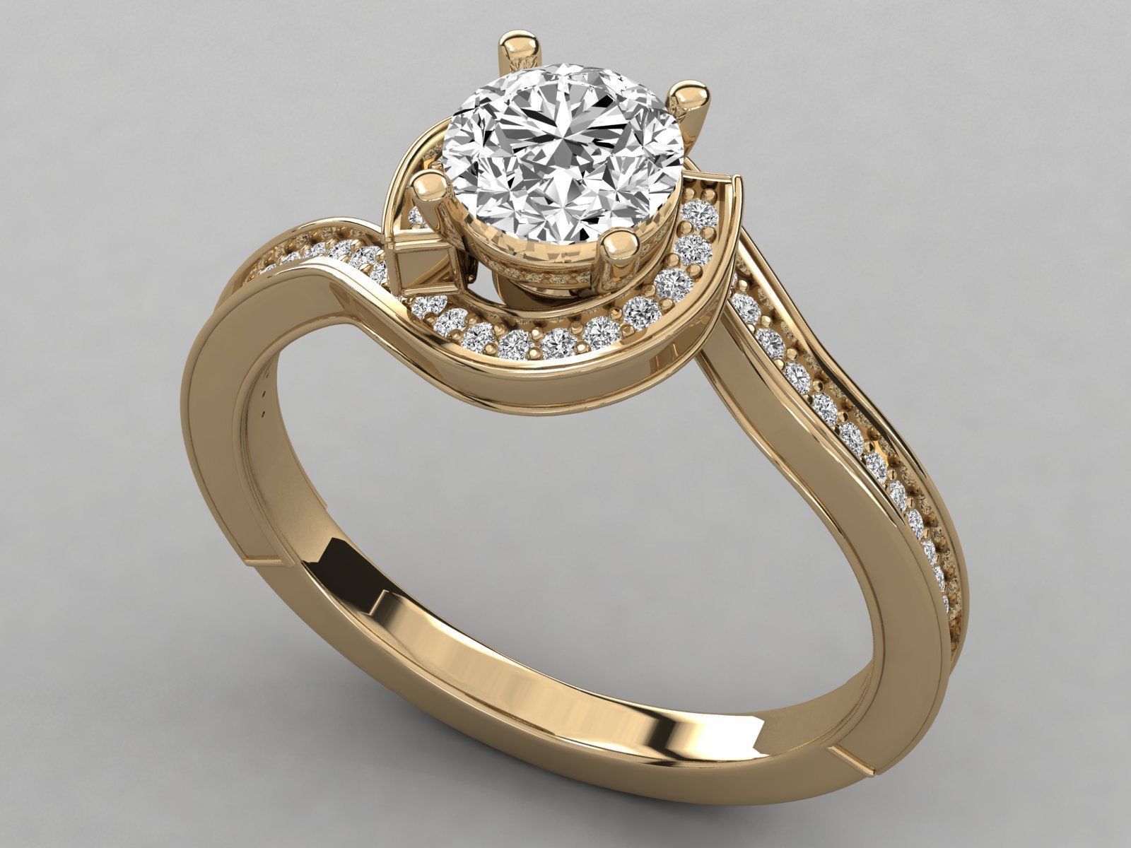 Women solitaire ring 3dm stl render detail 3D print model_9