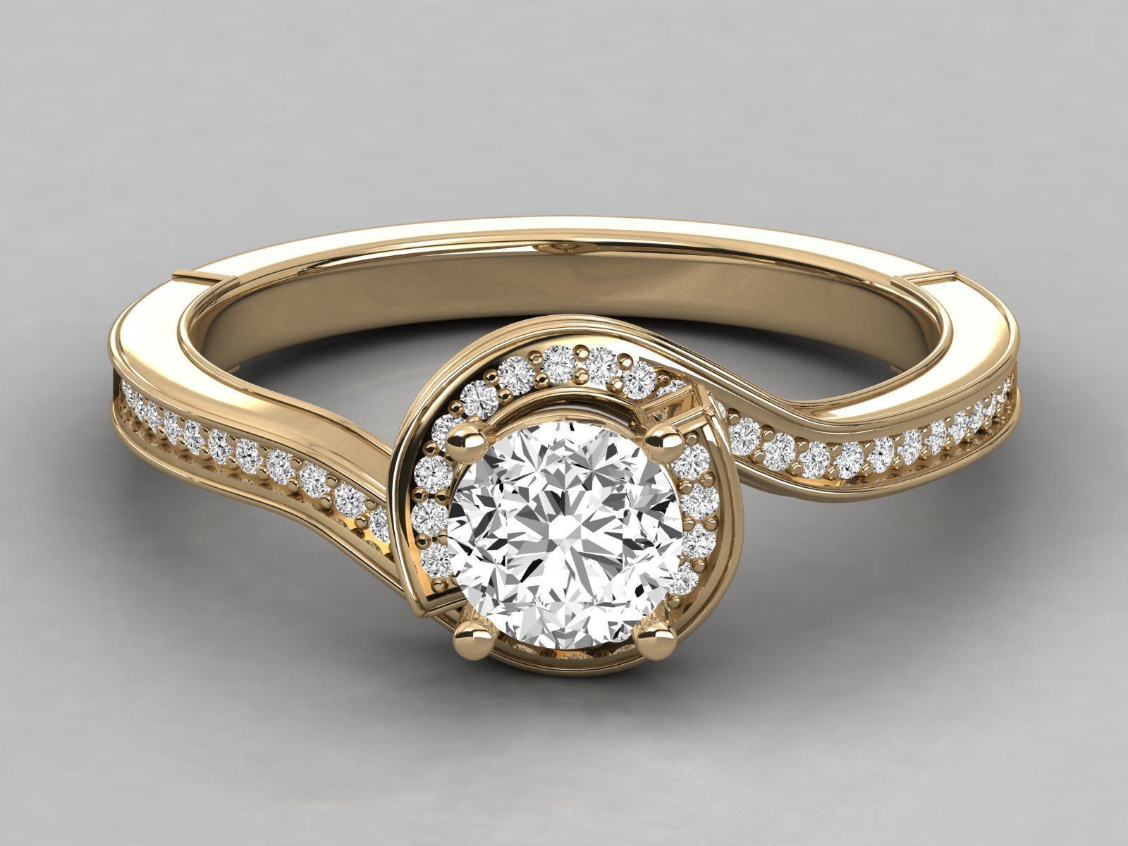 Women solitaire ring 3dm stl render detail 3D print model_10