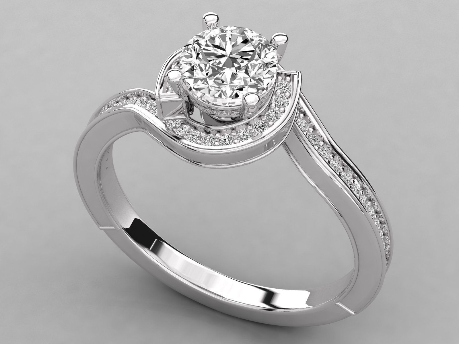 Women solitaire ring 3dm stl render detail 3D print model_6