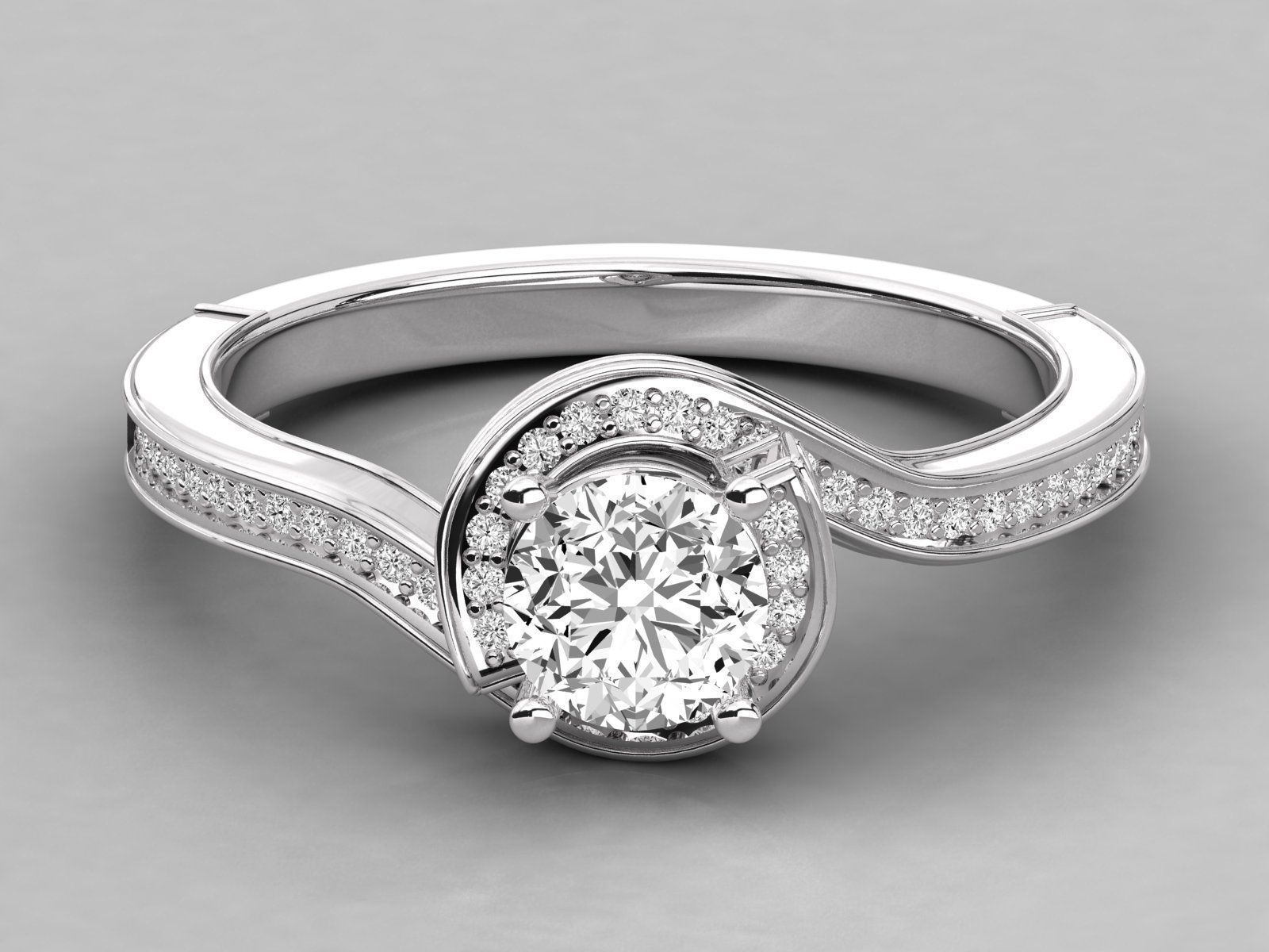 Women solitaire ring 3dm stl render detail 3D print model_7