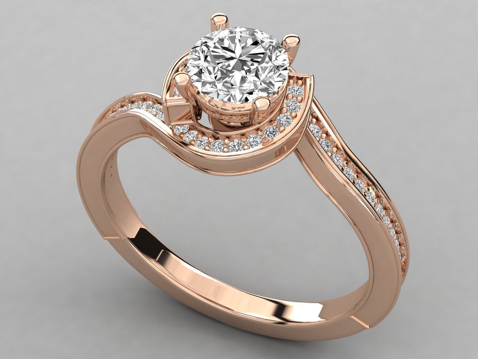 Women solitaire ring 3dm stl render detail 3D print model_2