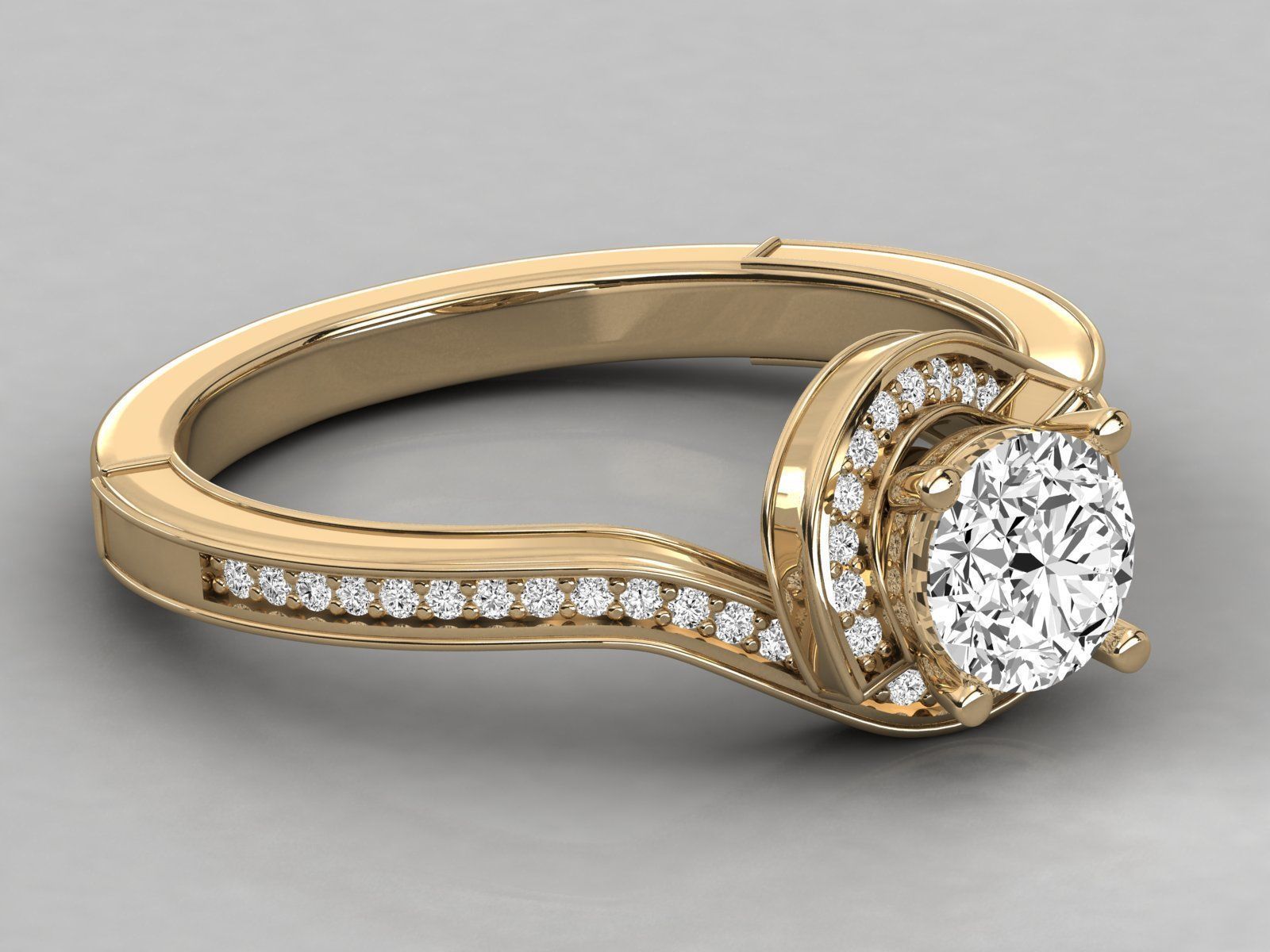 Women solitaire ring 3dm stl render detail 3D print model_8