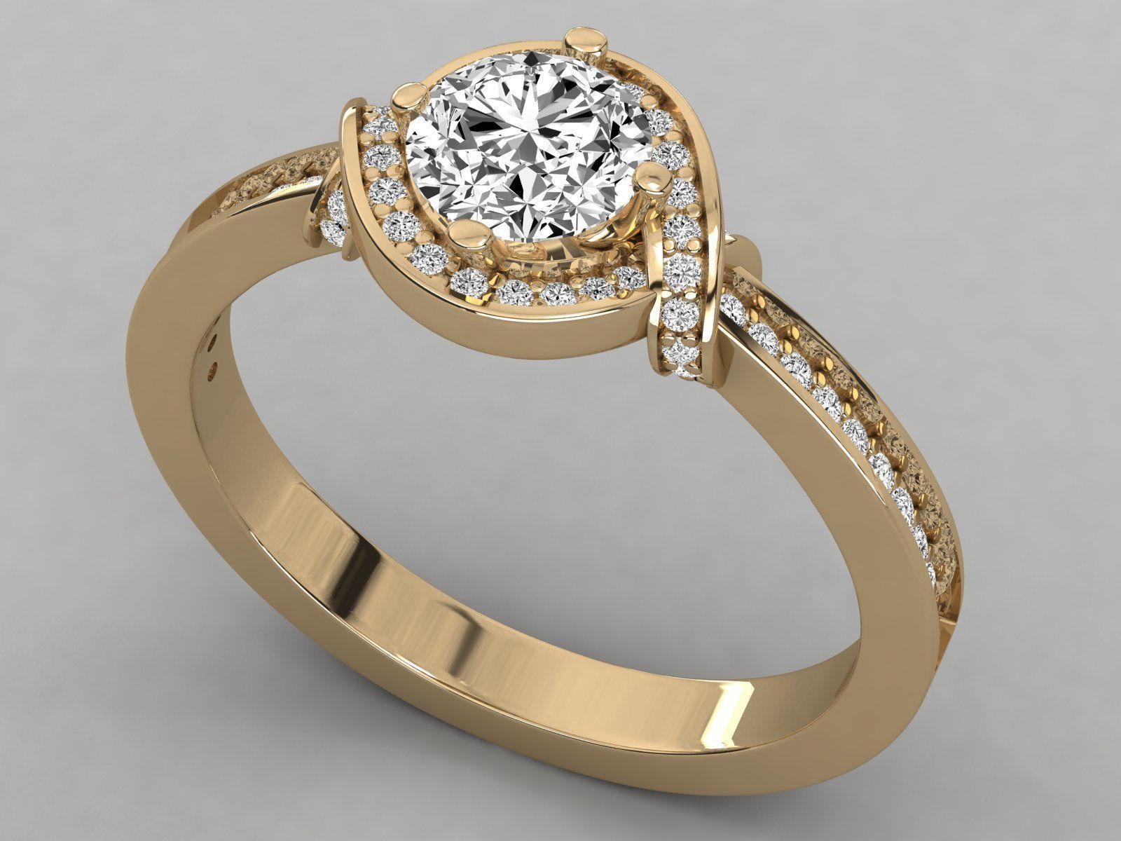 Women solitaire ring 3dm stl render detail 3D print model_9