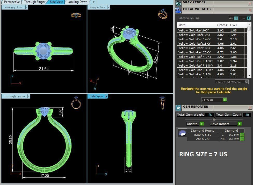 Women solitaire ring 3dm stl render detail  3D print model_3