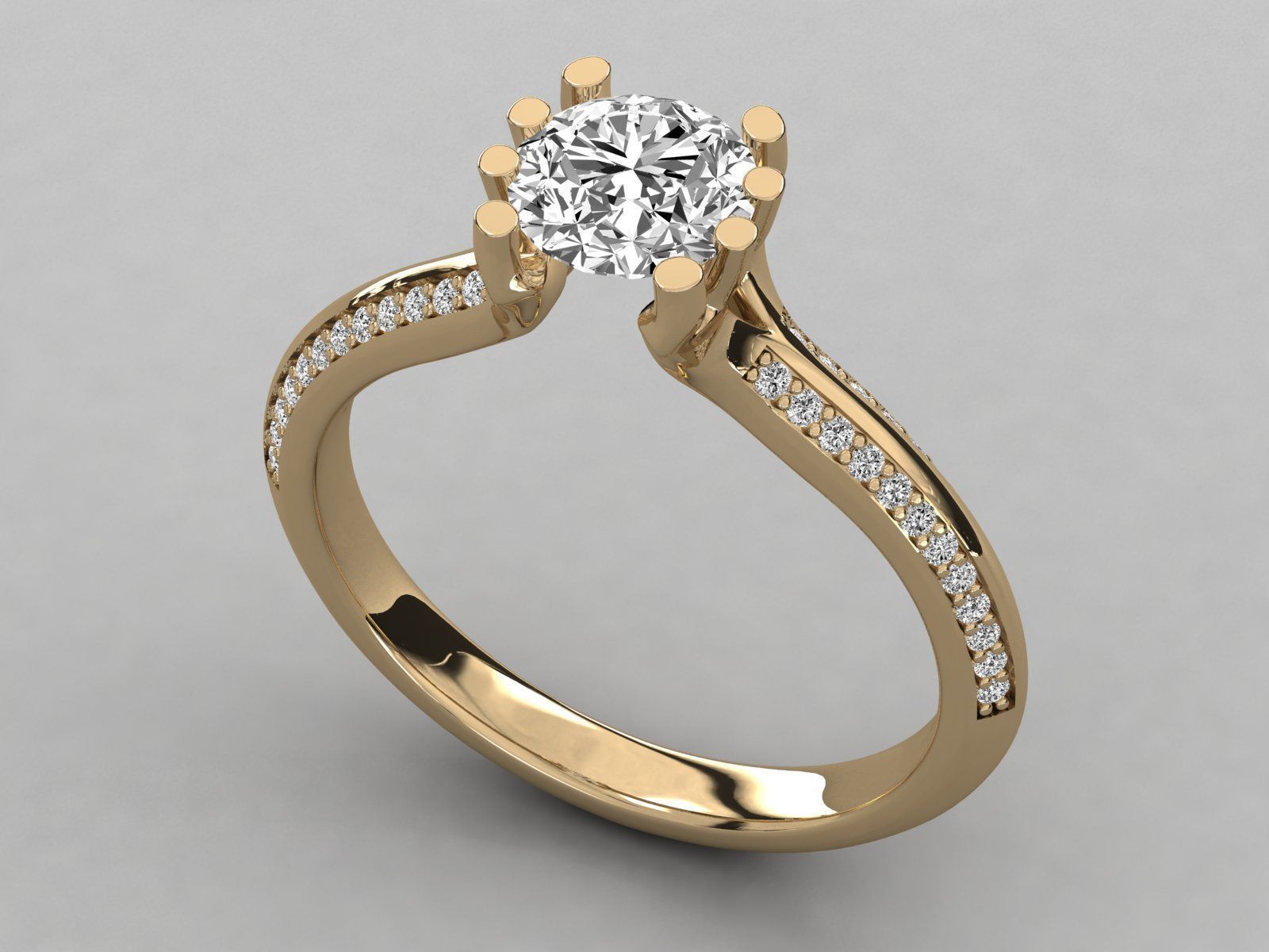 Women solitaire ring 3dm stl render detail  3D print model_9