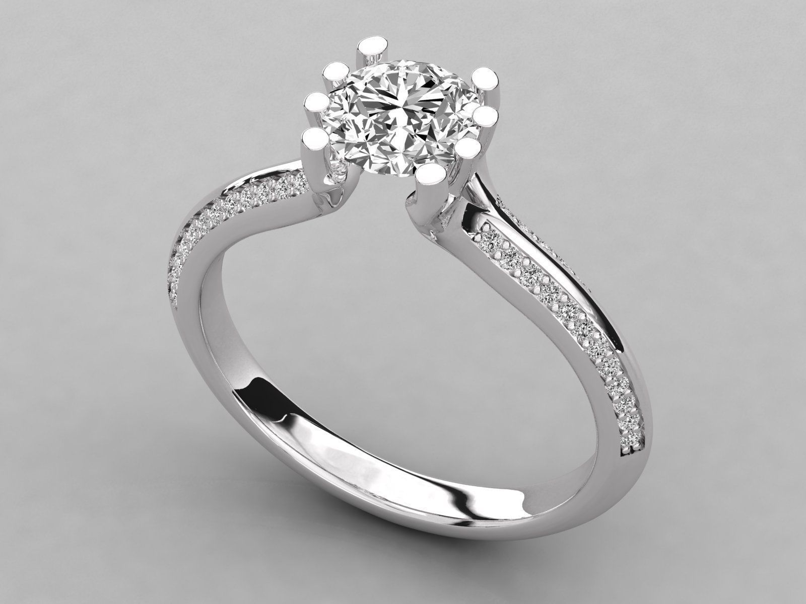 Women solitaire ring 3dm stl render detail  3D print model_6