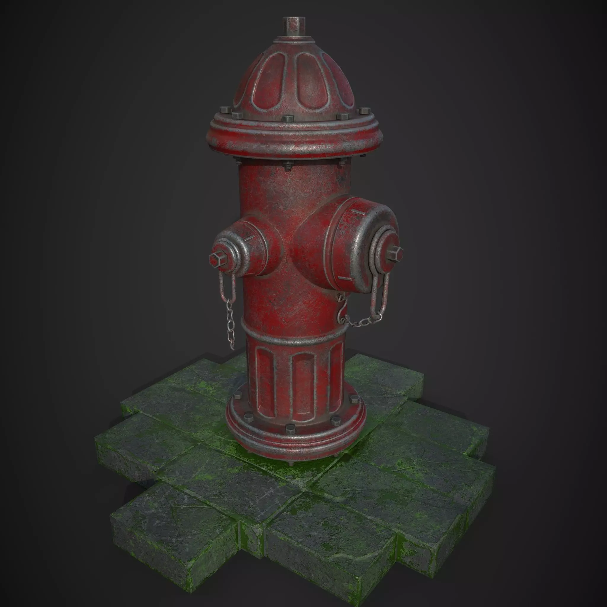 fire hydrant with stone Low-poly 3D model