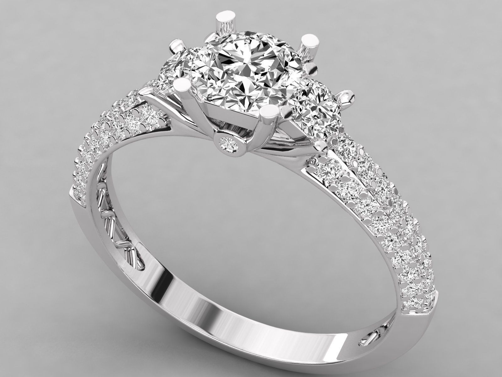 Women solitaire ring 3dm stl render detail  3D print model_6