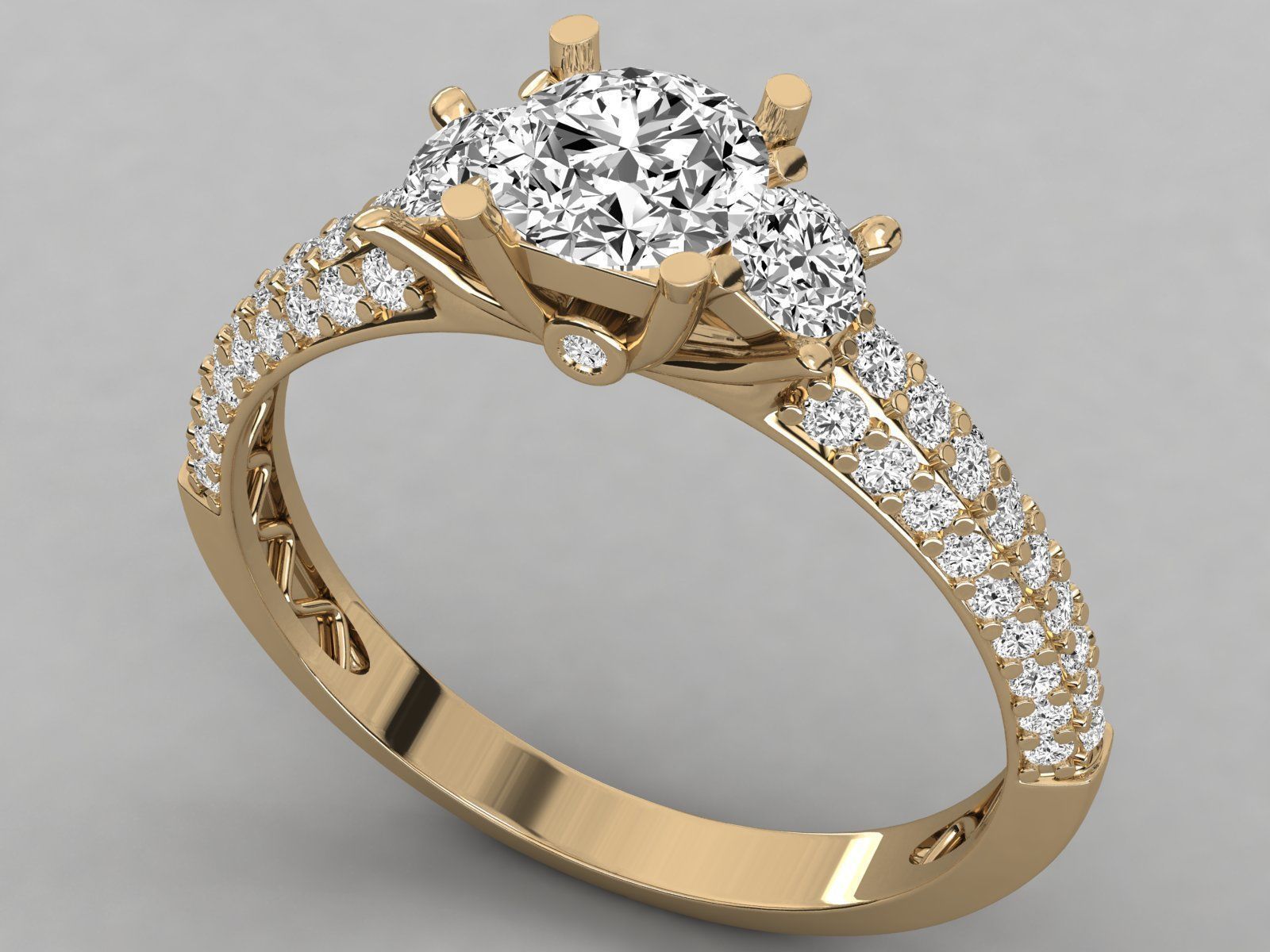 Women solitaire ring 3dm stl render detail  3D print model_9