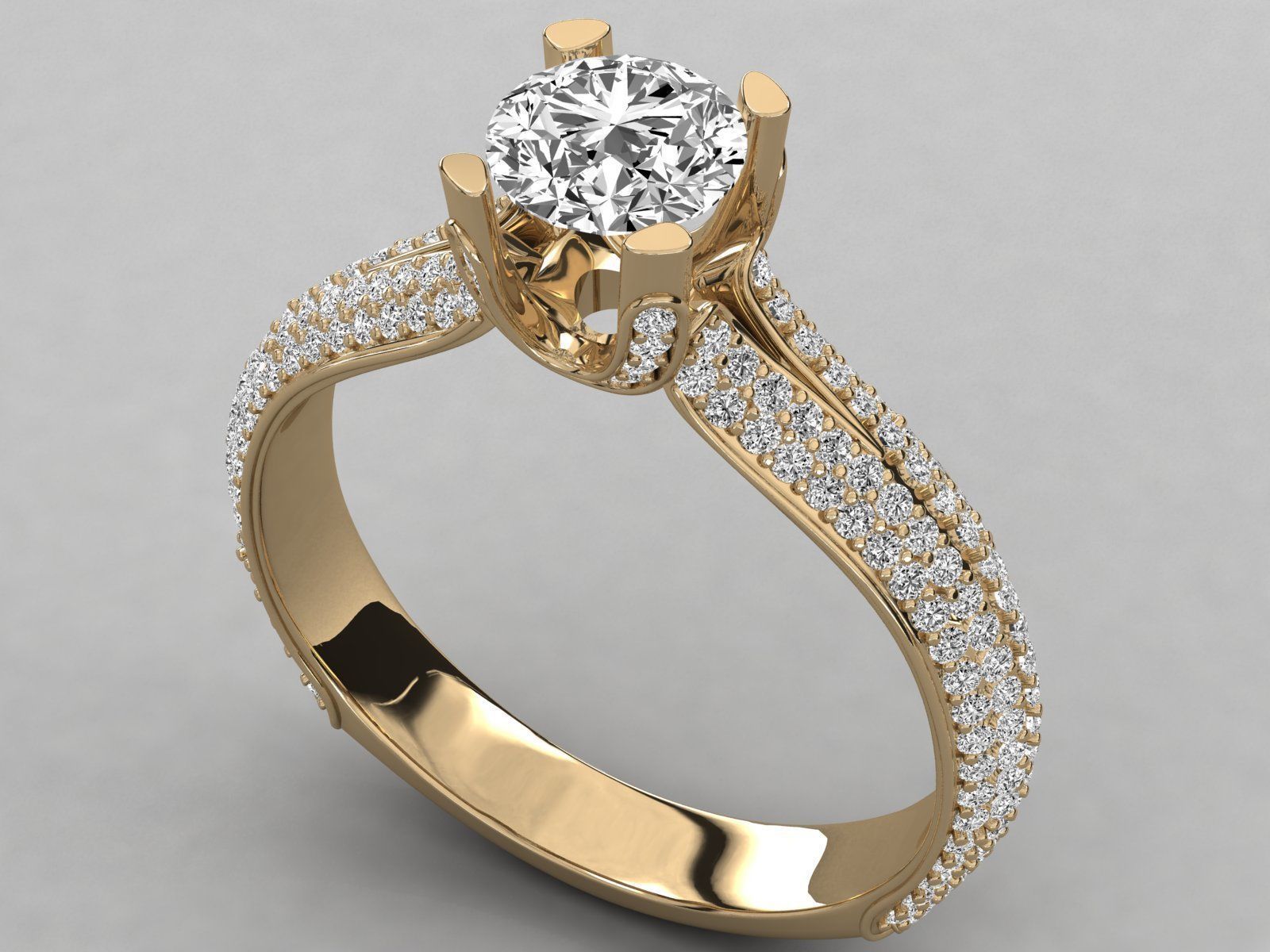 Women solitaire ring 3dm stl render detail 3D print model_9