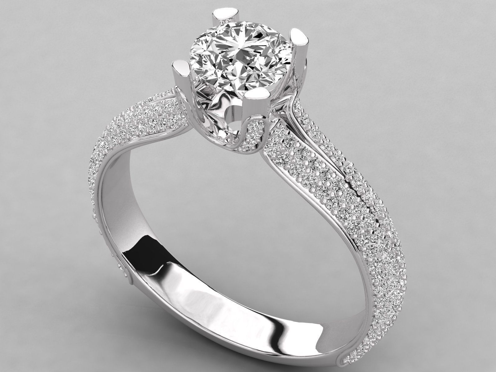 Women solitaire ring 3dm stl render detail 3D print model_6