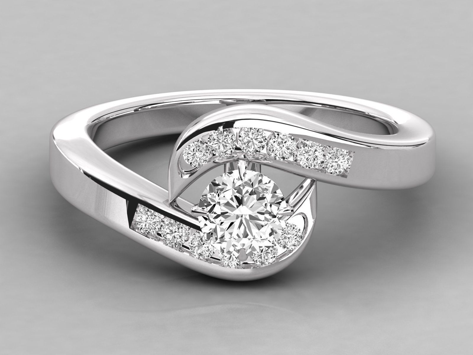 Women solitaire ring 3dm stl render detail 3D print model_7