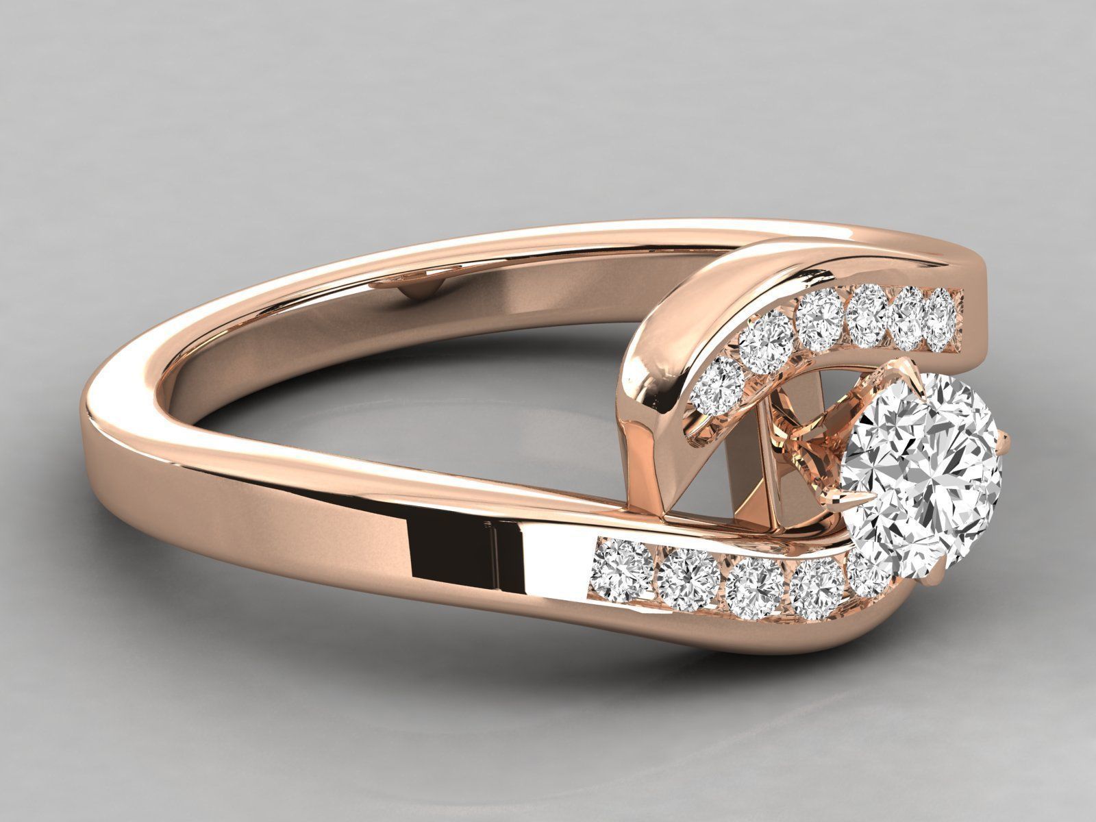 Women solitaire ring 3dm stl render detail 3D print model_1