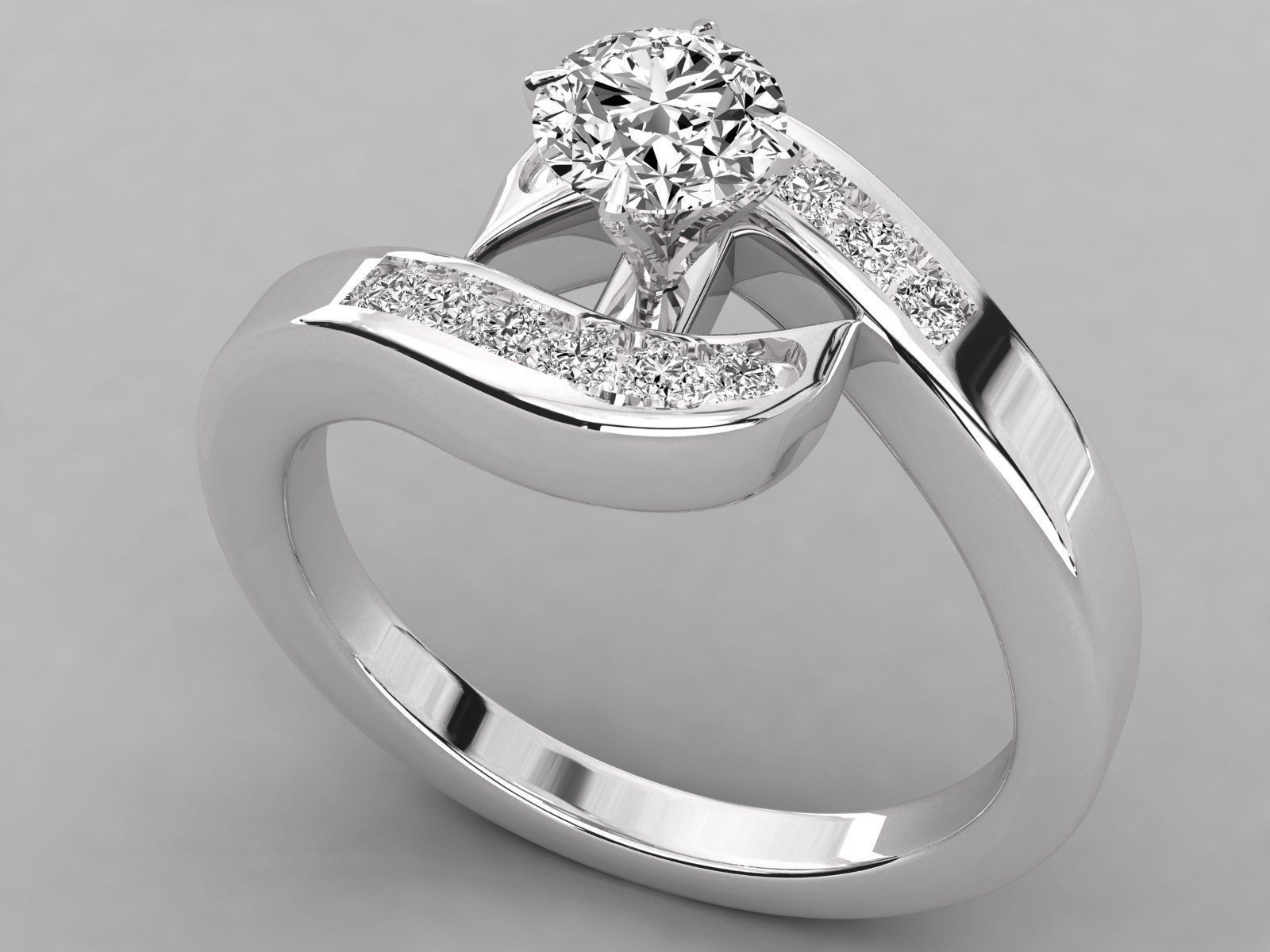 Women solitaire ring 3dm stl render detail 3D print model_6