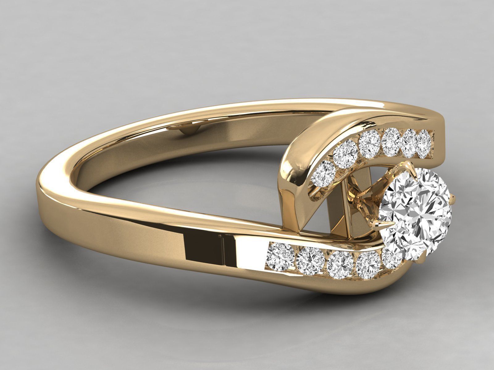 Women solitaire ring 3dm stl render detail 3D print model_8