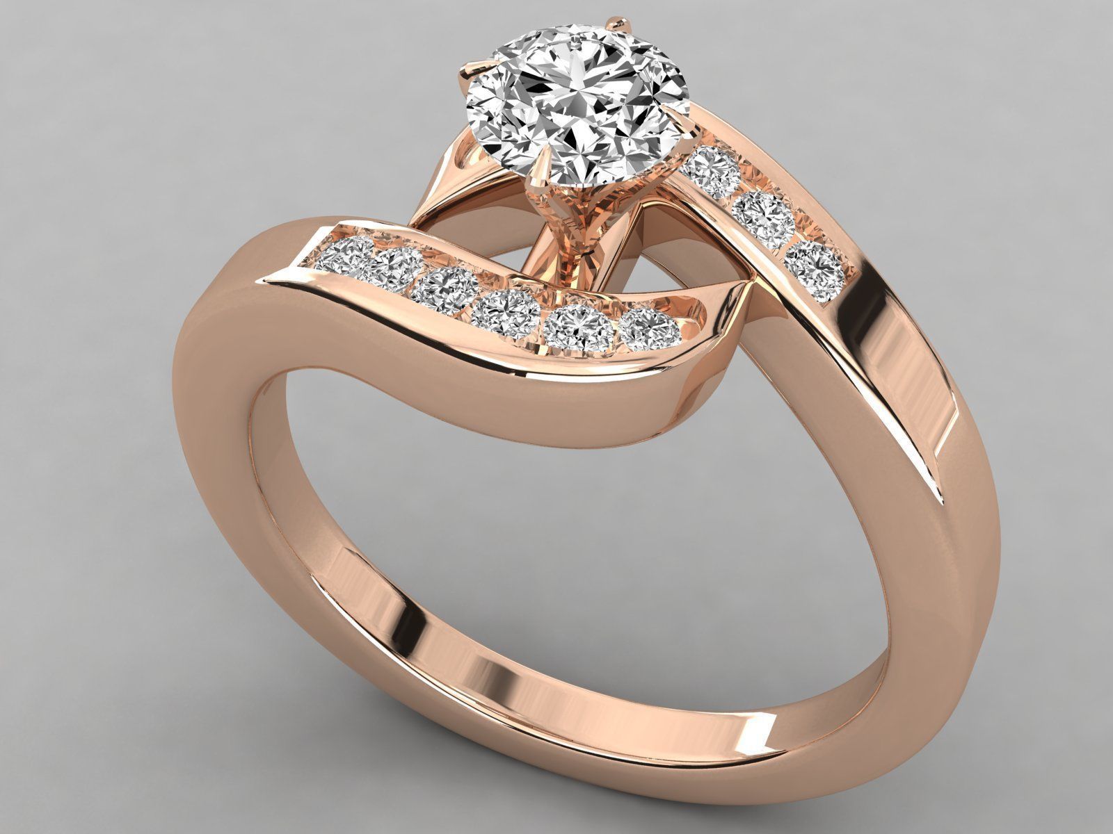 Women solitaire ring 3dm stl render detail 3D print model_2