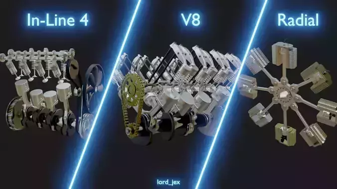 3 Animated Engines 3D Model Collection