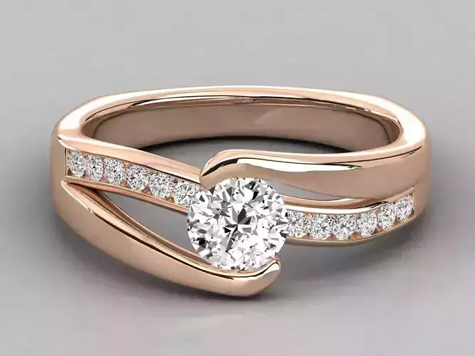 Women solitaire ring 3dm stl render detail 