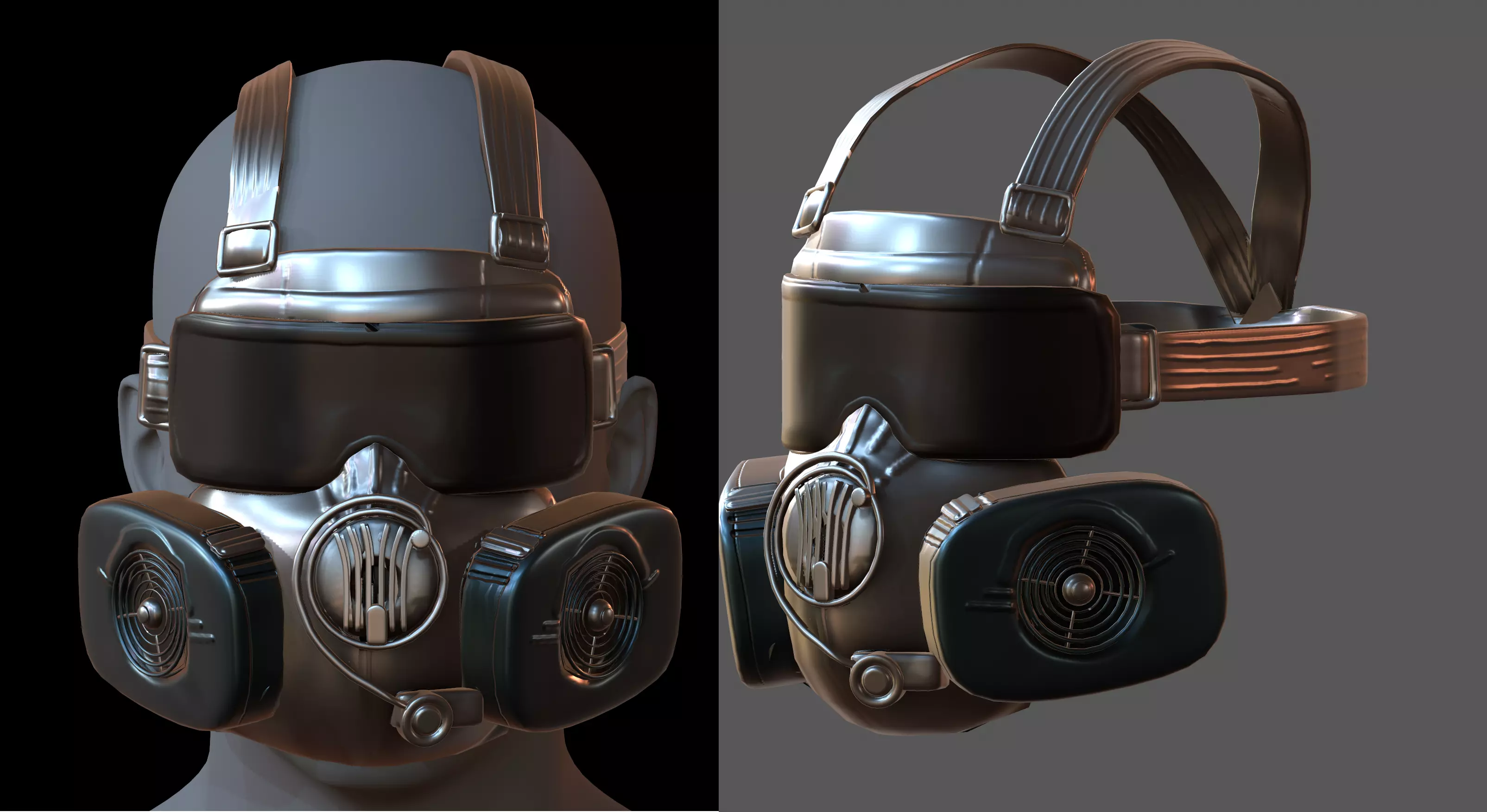 Gas mask helmet 3d model scifi Low-poly Low-poly 3D model_0