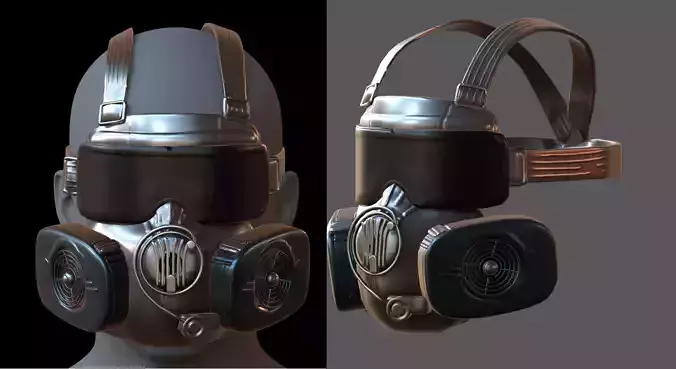 Gas mask helmet 3d model scifi Low-poly 