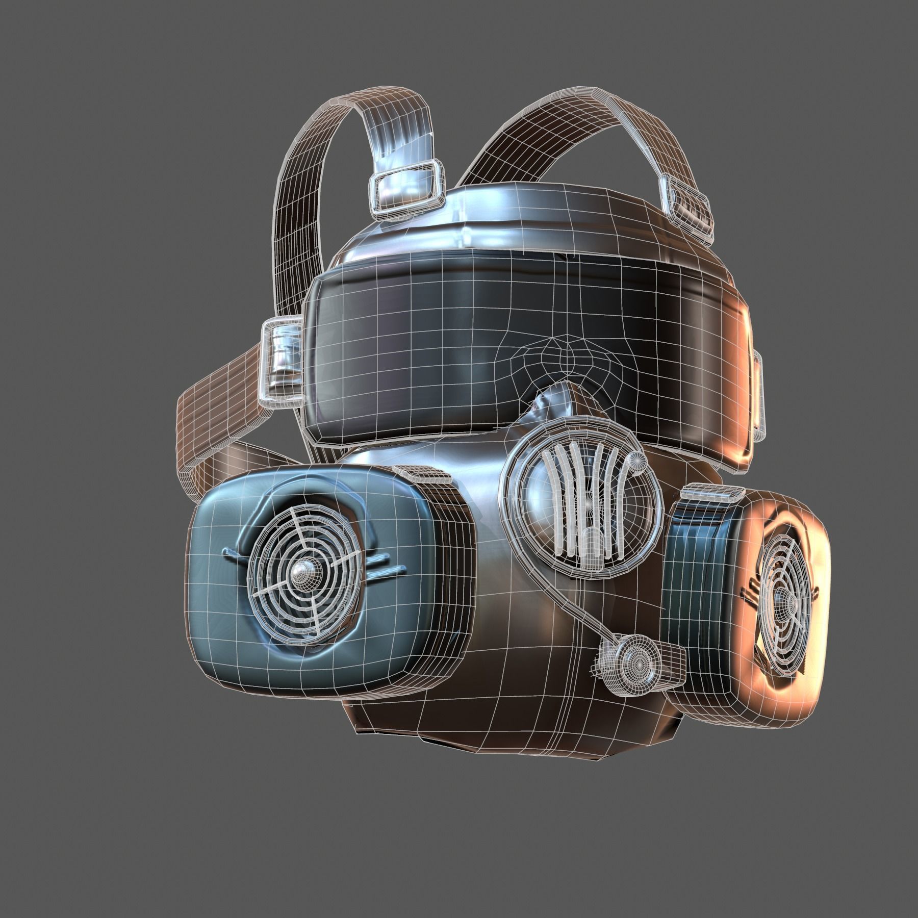Gas mask helmet 3d model scifi Low-poly Low-poly 3D model_7