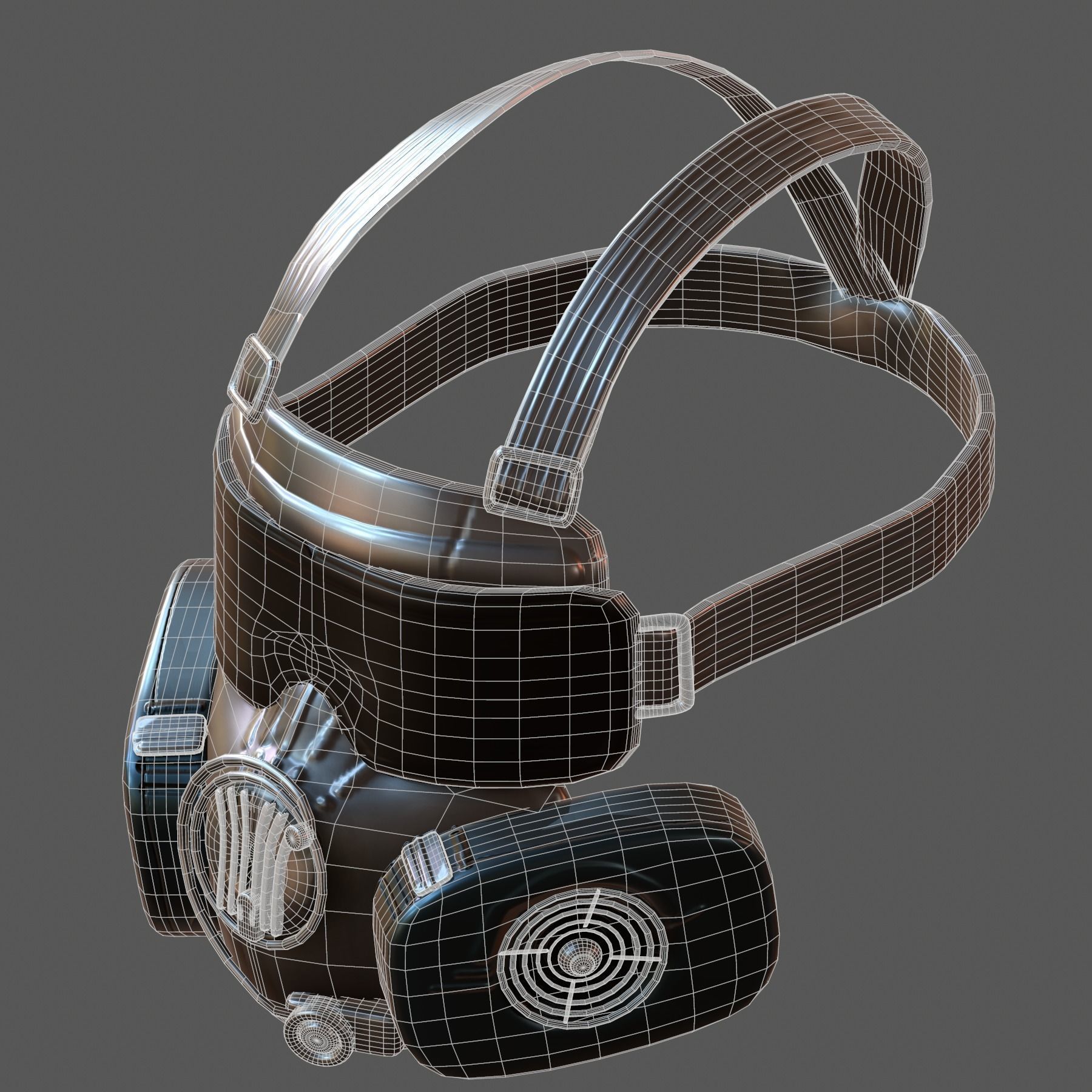 Gas mask helmet 3d model scifi Low-poly Low-poly 3D model_6