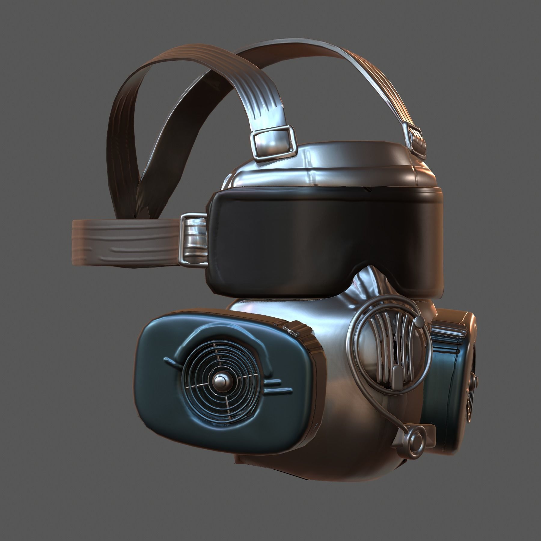 Gas mask helmet 3d model scifi Low-poly Low-poly 3D model_4
