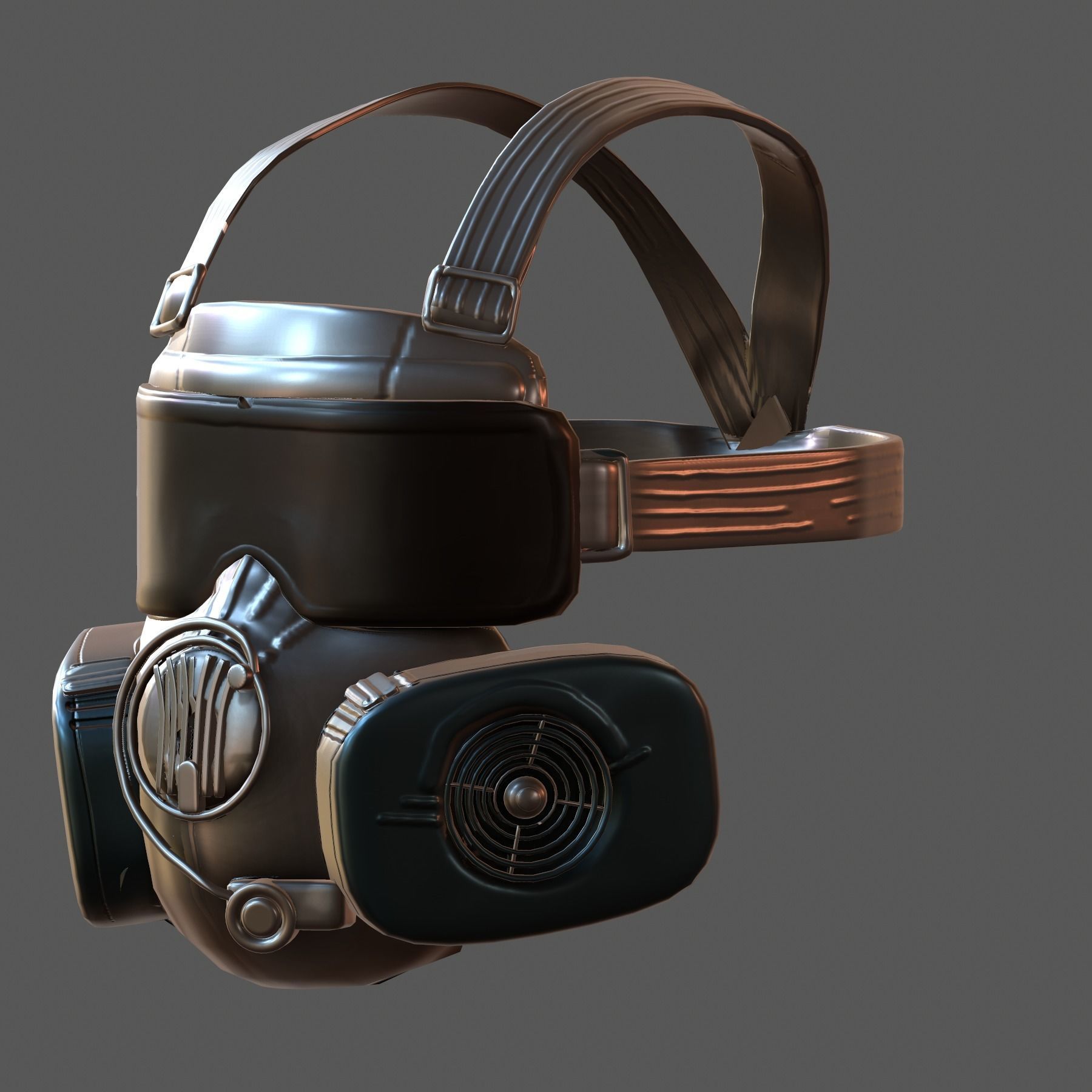 Gas mask helmet 3d model scifi Low-poly Low-poly 3D model_3