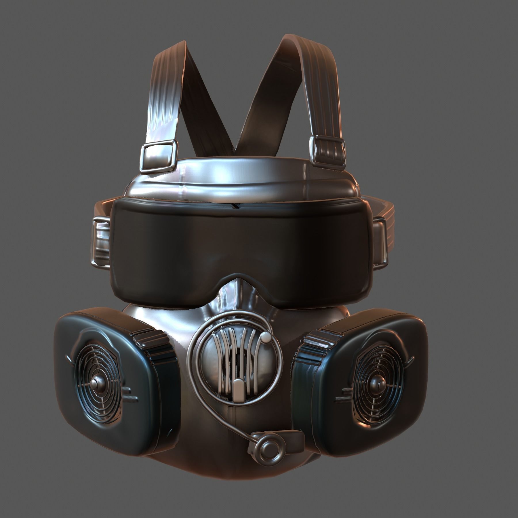Gas mask helmet 3d model scifi Low-poly Low-poly 3D model_1