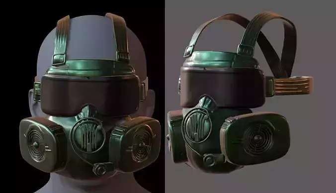 Gas mask helmet 3d model scifi Low-poly 