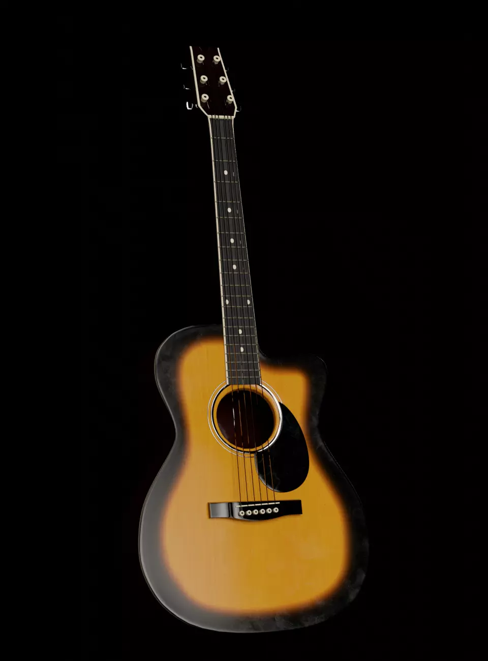 Acoustic Guitar High and Low Poly Free low-poly 3D model