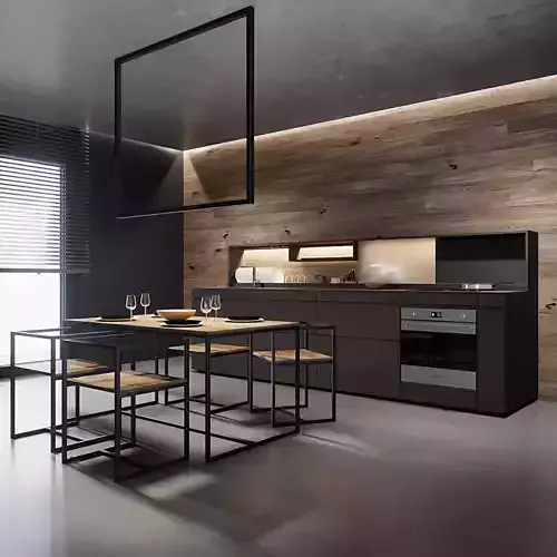 SMART-KITCHEN modern kitchen with walls and wooden floors