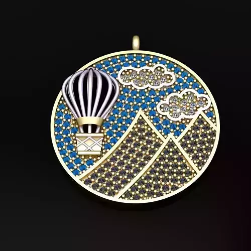 Pendant hot air balloon embroidery 3D print model