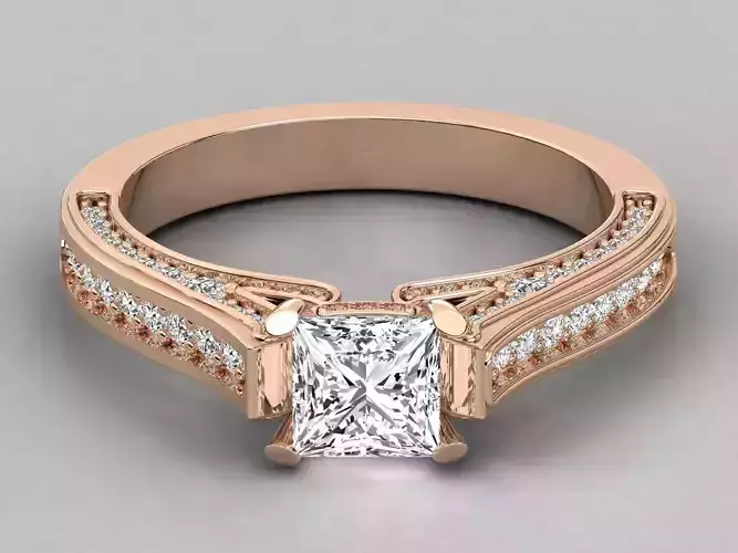 Women solitaire ring 3dm stl render detail 