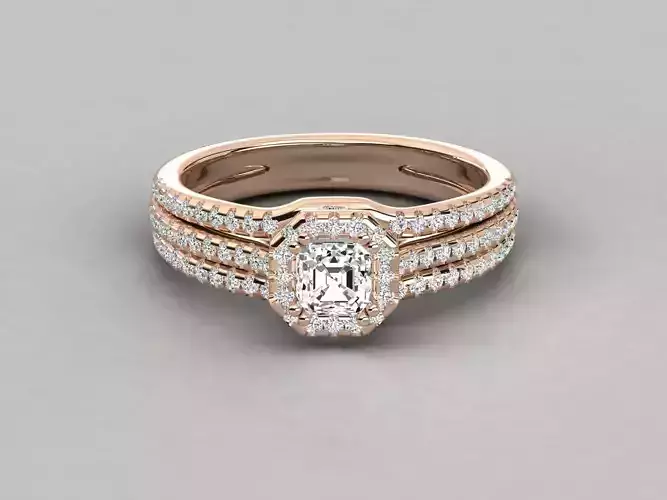 Women solitaire ring 3dm stl render detail 