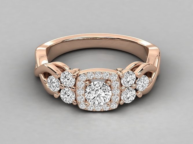 Women solitaire ring 3dm stl render detail  3D print model
