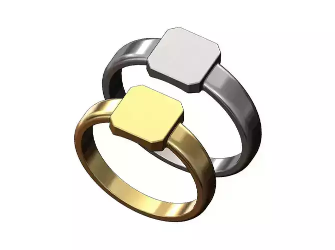 Square plate engravable signet ring 