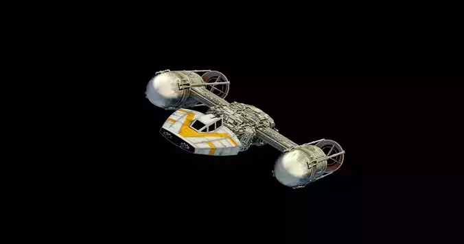 Y-Wing star wars spacecraft flying in air 3D model