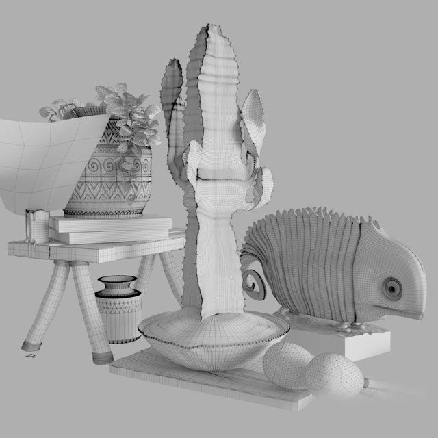 Decorative ethnic set 3D model_3