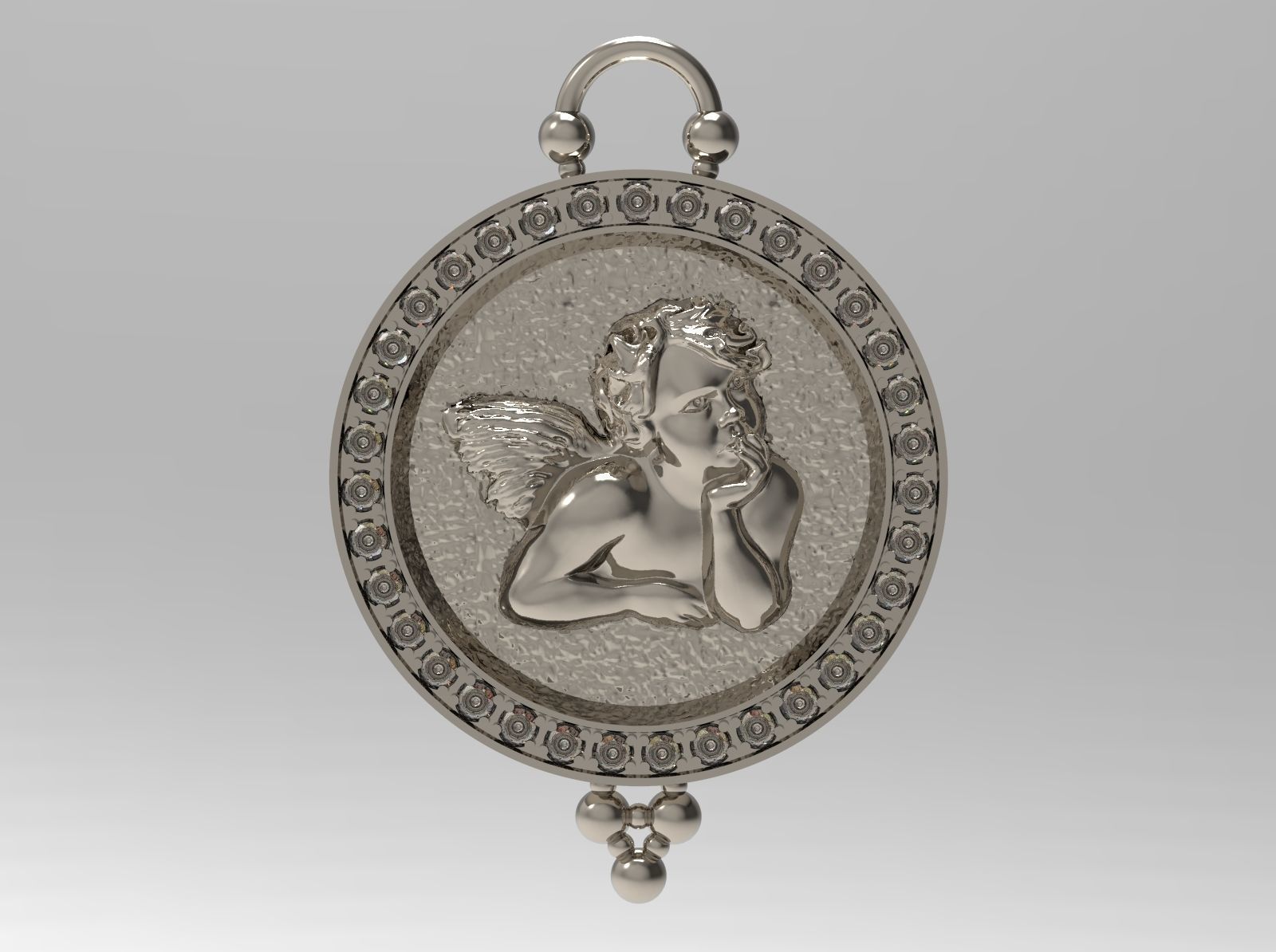 Pendant 3D print model cupid in silver and gold 3D print model_2