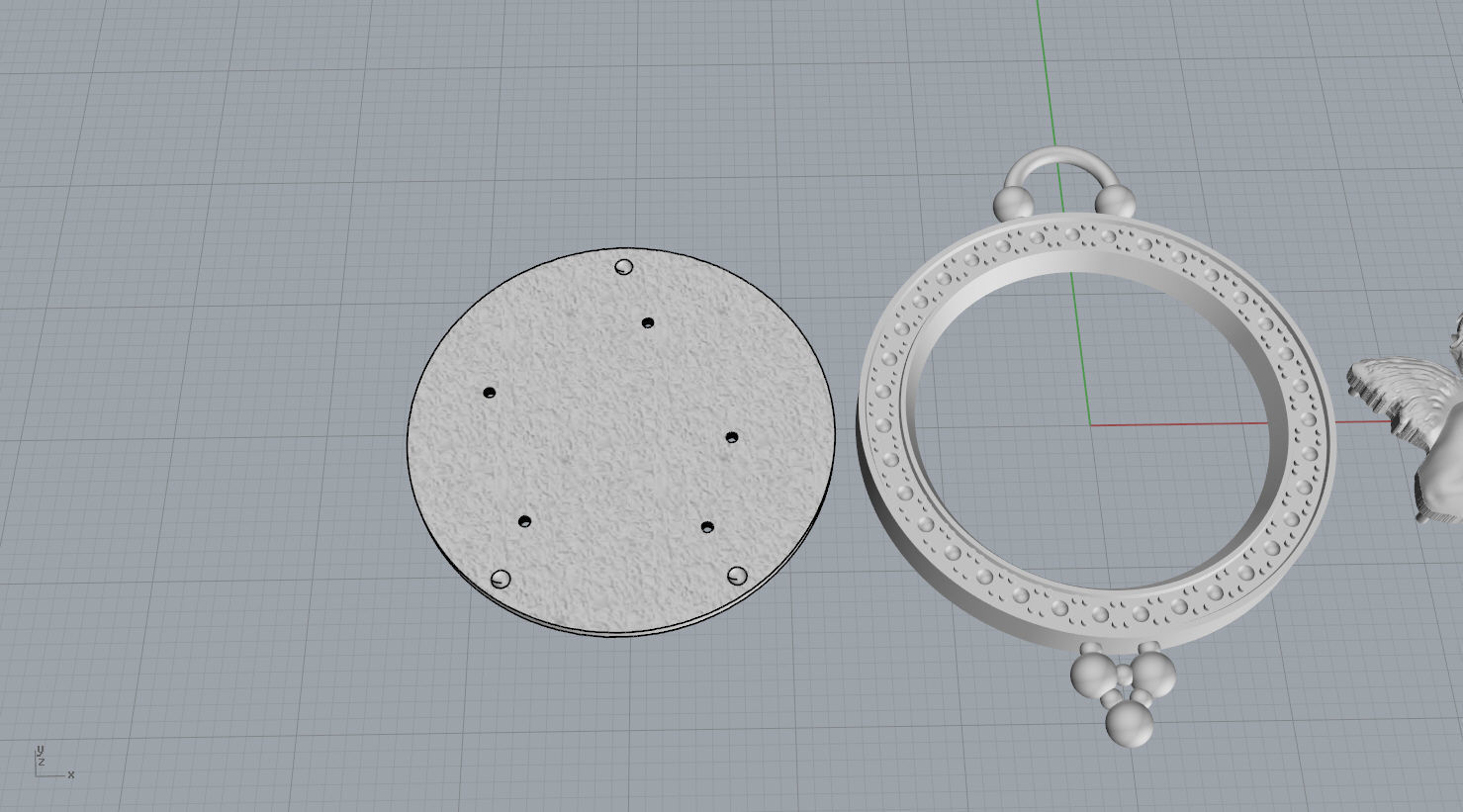 Pendant 3D print model cupid in silver and gold 3D print model_11