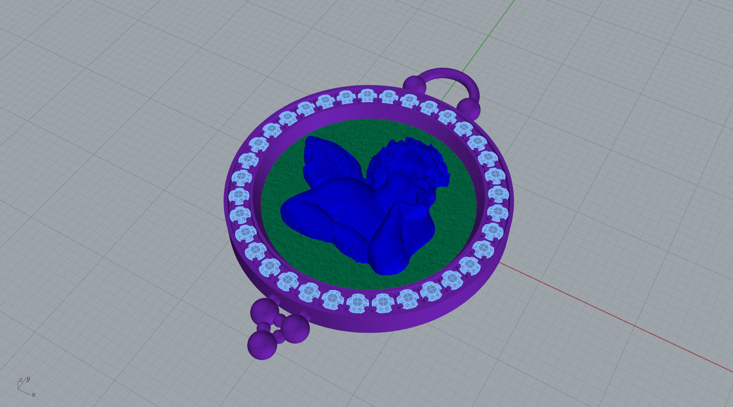 Pendant 3D print model cupid in silver and gold 3D print model_7