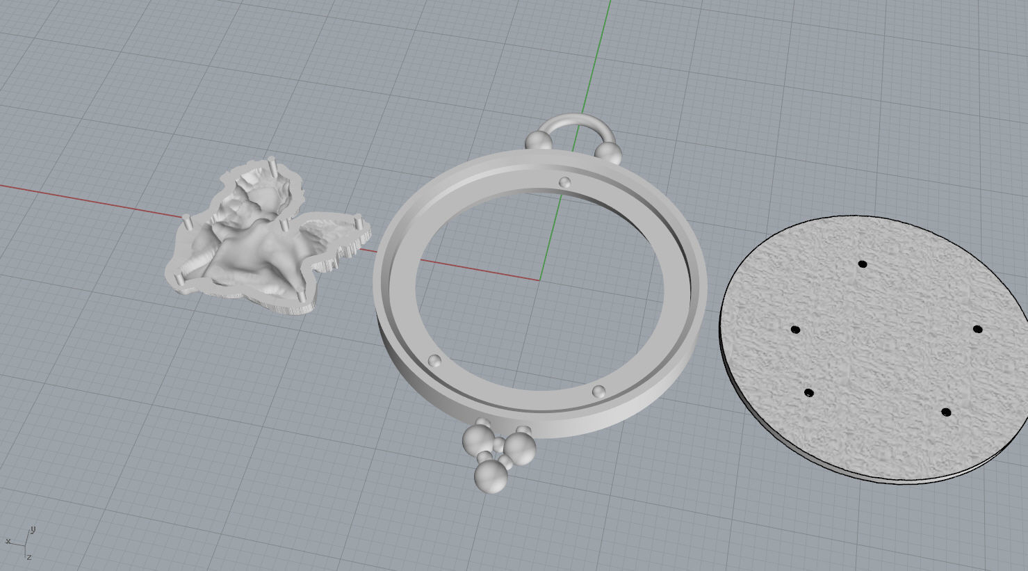 Pendant 3D print model cupid in silver and gold 3D print model_10