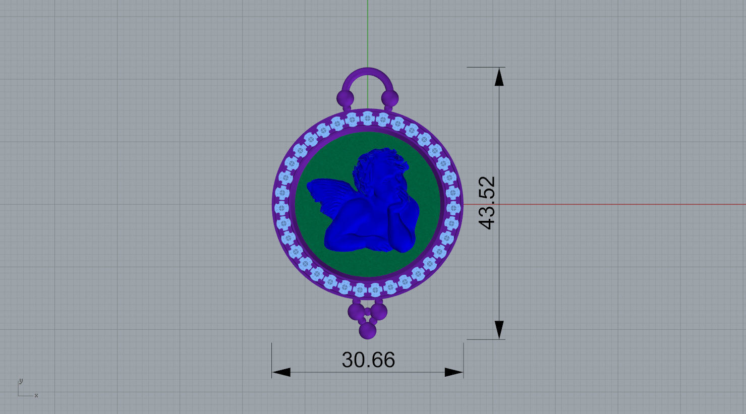 Pendant 3D print model cupid in silver and gold 3D print model_4