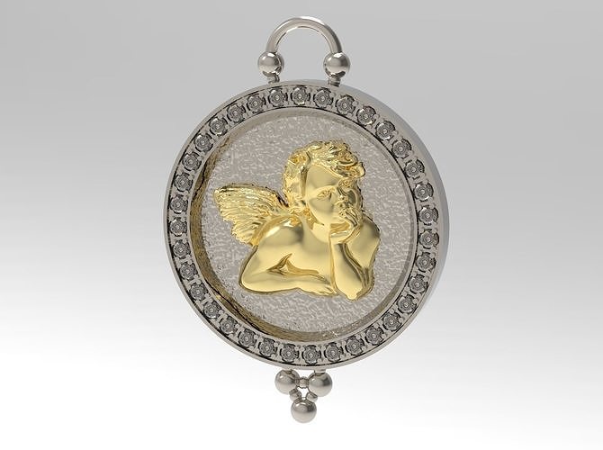 Pendant 3D print model cupid in silver and gold 3D print model
